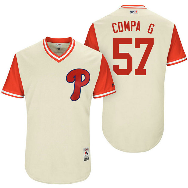 Philadelphia Phillies Luis Garcia #57 Compa G Tan Nickname 2017 Little League Players Weekend Jersey