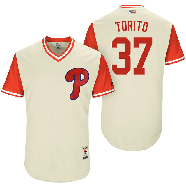 Philadelphia Phillies Odubel Herrera #37 Torito Tan Nickname 2017 Little League Players Weekend Jersey Philadelphia Phillies Odubel Herrera #37 Torito Tan Nickname 2017 Little League Players Weekend Jersey