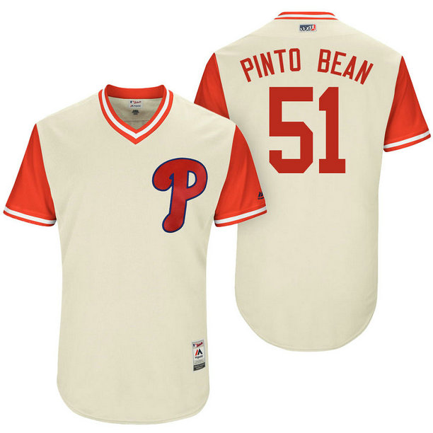 Philadelphia Phillies Ricardo Pinto #51 Pinto Bean Tan Nickname 2017 Little League Players Weekend Jersey