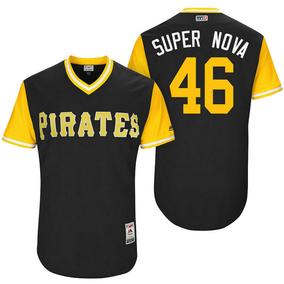 Pittsburgh Pirates Ivan Nova #46 Super Nova Black Nickname 2017 Little League Players Weekend Jersey