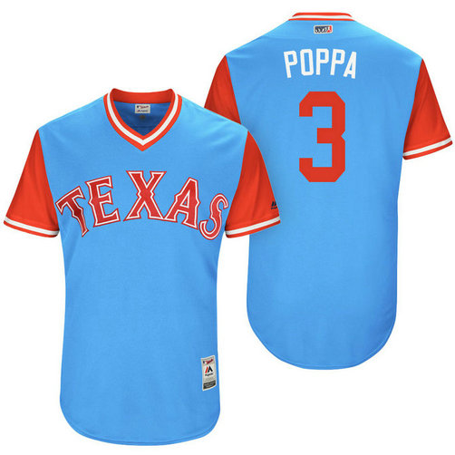 Texas Rangers Delino DeShields #3 Poppa Light Blue Nickname 2017 Little League Players Weekend Jersey