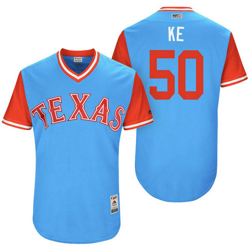 Texas Rangers Keone Kela #50 Ke Light Blue Nickname 2017 Little League Players Weekend Jersey Texas Rangers Keone Kela #50 Ke Light Blue Nickname 2017 Little League Players Weekend Jersey