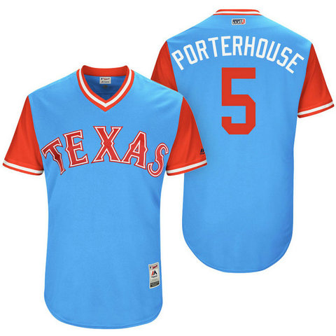 Texas Rangers Mike Napoli #5 Porterhouse Light Blue Nickname 2017 Little League Players Weekend Jersey Texas Rangers Mike Napoli #5 Porterhouse Light Blue Nickname 2017 Little League Players Weekend Jersey