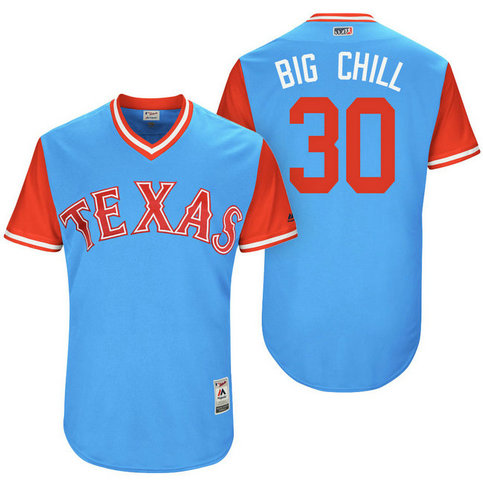 Texas Rangers Nomar Mazara #30 Big Chill Light Blue Nickname 2017 Little League Players Weekend Jersey Texas Rangers Nomar Mazara #30 Big Chill Light Blue Nickname 2017 Little League Players Weekend Jersey