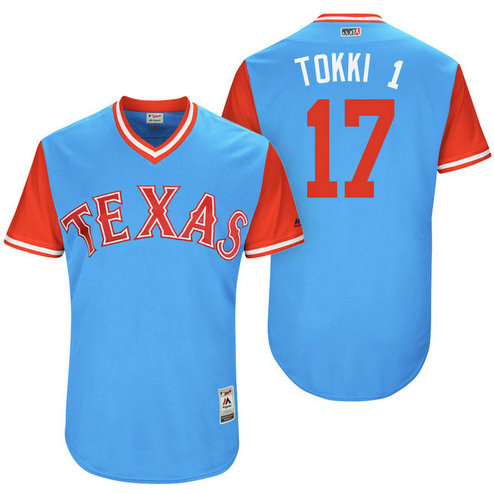 Texas Rangers Shin-Soo Choo #17 Tokki 1 Light Blue Nickname 2017 Little League Players Weekend Jersey Texas Rangers Shin-Soo Choo #17 Tokki 1 Light Blue Nickname 2017 Little League Players Weekend Jersey