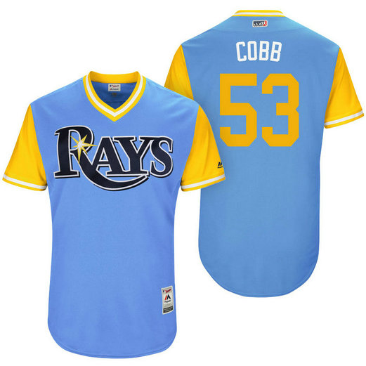 Tampa Bay Rays Alex Cobb #53 Cobb Light Blue Nickname 2017 Little League Players Weekend Jersey Tampa Bay Rays Alex Cobb #53 Cobb Light Blue Nickname 2017 Little League Players Weekend Jersey