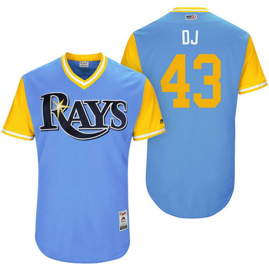 Tampa Bay Rays Dan Jennings #43 DJ Light Blue Nickname 2017 Little League Players Weekend Jersey