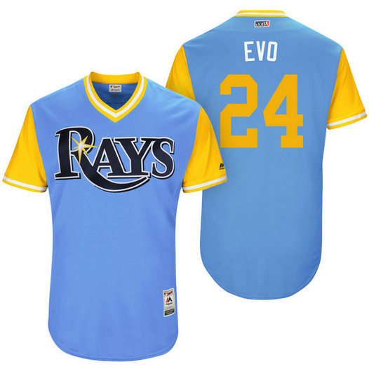 Tampa Bay Rays Nathan Eovaldi #24 Evo Light Blue Nickname 2017 Little League Players Weekend Jersey Tampa Bay Rays Nathan Eovaldi #24 Evo Light Blue Nickname 2017 Little League Players Weekend Jersey