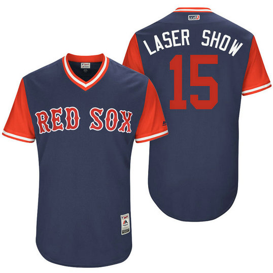 Boston Red Sox Dustin Pedroia #15 Laser Show Navy Nickname 2017 Little League Players Weekend Jersey Boston Red Sox Dustin Pedroia #15 Laser Show Navy Nickname 2017 Little League Players Weekend Jersey