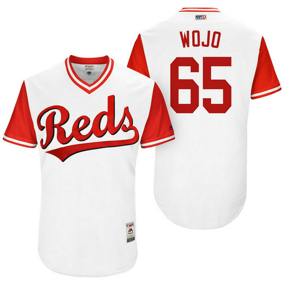 Cincinnati Reds Asher Wojciechowski #65 Wojo White Nickname 2017 Little League Players Weekend Jersey Cincinnati Reds Asher Wojciechowski #65 Wojo White Nickname 2017 Little League Players Weekend Jersey