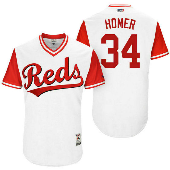 Cincinnati Reds Homer Bailey #34 Homer White Nickname 2017 Little League Players Weekend Jersey