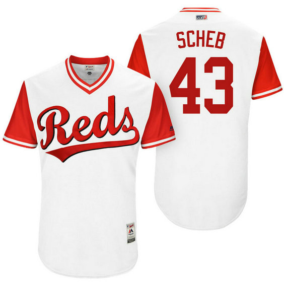 Cincinnati Reds Scott Schebler #43 Scheb White Nickname 2017 Little League Players Weekend Jersey