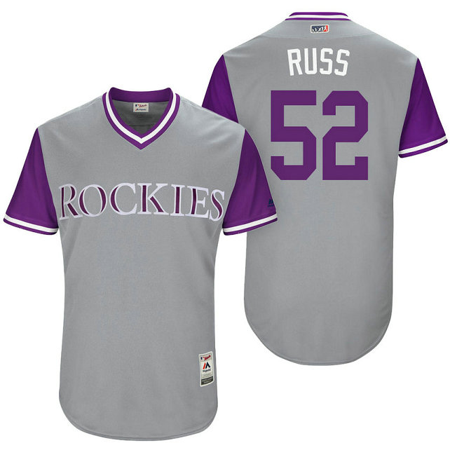 Colorado Rockies Chris Rusin #52 Russ Grey Nickname 2017 Little League Players Weekend Jersey