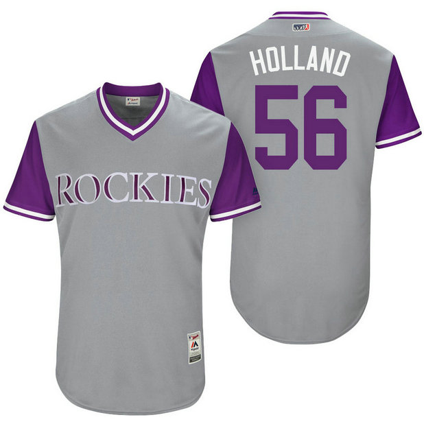 Colorado Rockies Greg Holland #56 Holland Grey Nickname 2017 Little League Players Weekend Jersey Colorado Rockies Greg Holland #56 Holland Grey Nickname 2017 Little League Players Weekend Jersey