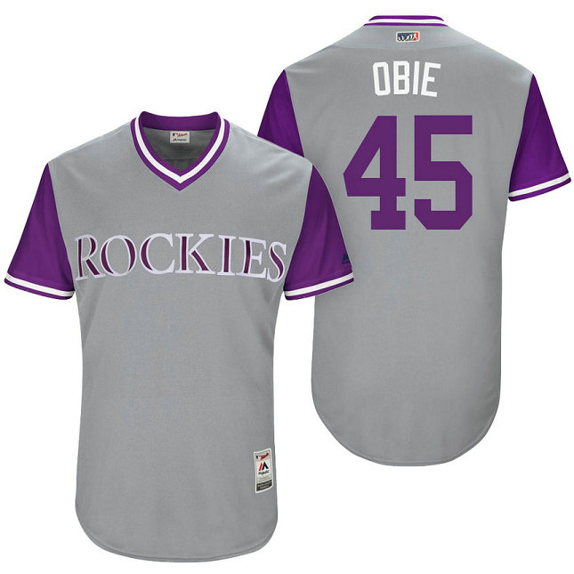 Colorado Rockies Scott Oberg #45 Obie Grey Nickname 2017 Little League Players Weekend Jersey