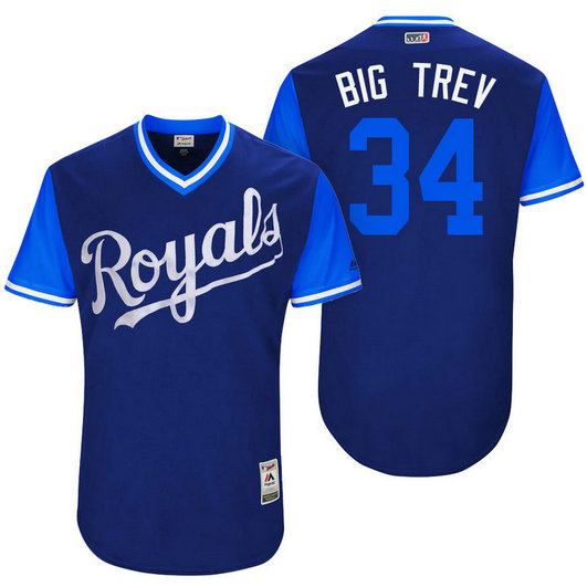 Kansas City Royals Trevor Cahill #34 Big Trev Royal Nickname 2017 Little League Players Weekend Jersey
