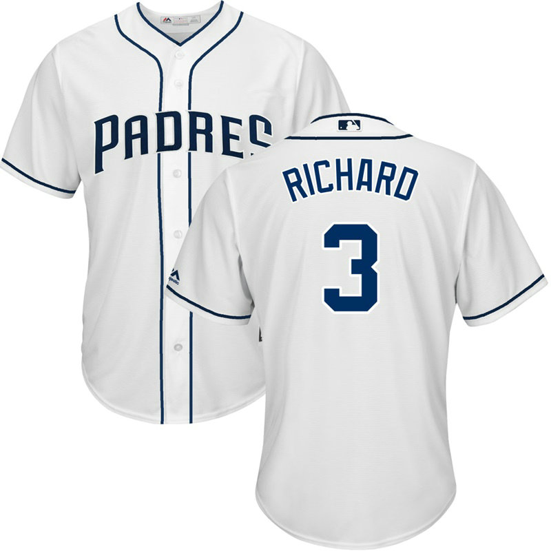 San Diego Padres #3 Clayton Richard Home White Cool Base Jersey San Diego Padres #3 Clayton Richard Home White Cool Base Jersey