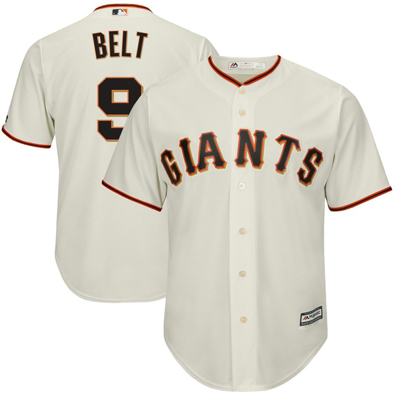 San Francisco Giants #9 Brandon Belt Alternate Cream Cool Base Jersey
