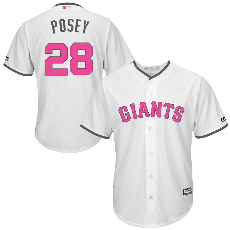 San Francisco Giants #28 Buster Posey White Cool Base Jersey 2017 Mother's Day San Francisco Giants #28 Buster Posey White Cool Base Jersey 2017 Mother's Day