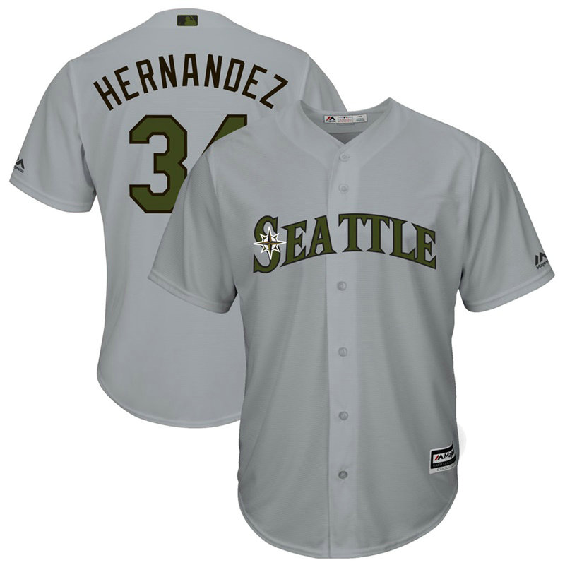 Seattle Mariners #34 Felix Hernandez Grey Cool Base Jersey 2017 Memorial Day Seattle Mariners #34 Felix Hernandez Grey Cool Base Jersey 2017 Memorial Day
