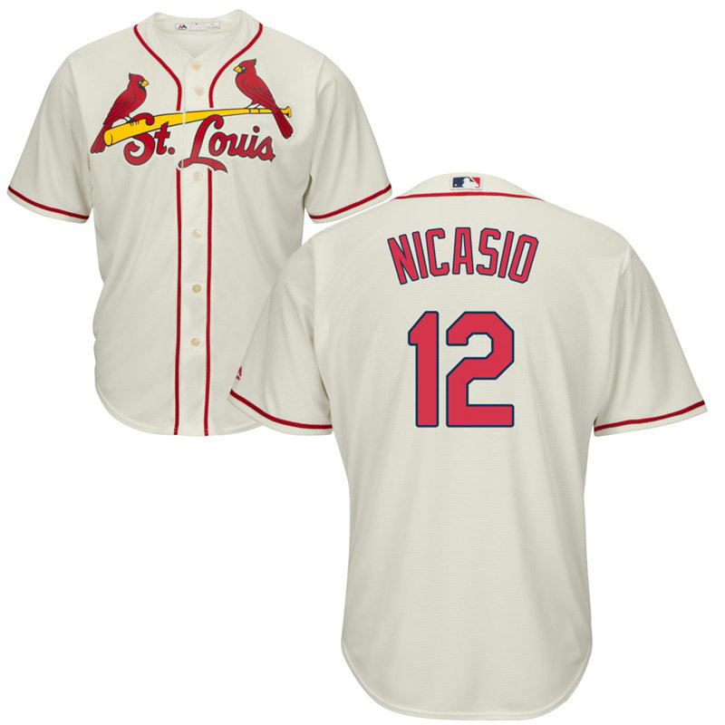 St. Louis Cardinals #12 Juan Nicasio Alternate Cream Cool Base Jersey