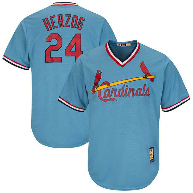 Whitey Herzog #24 St. Louis Cardinals Replica Cooperstown Light Blue Cool Base Jersey Whitey Herzog #24 St. Louis Cardinals Replica Cooperstown Light Blue Cool Base Jersey