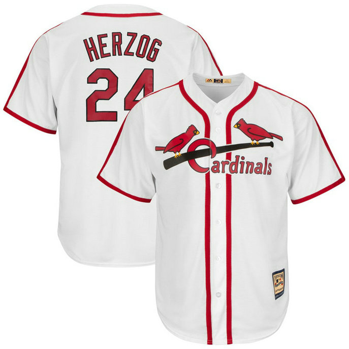 Whitey Herzog #24 St. Louis Cardinals Replica Cooperstown White Cool Base Jersey