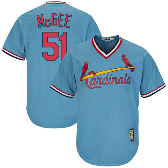 Willie McGee #51 St. Louis Cardinals Replica Cooperstown Collection Light Blue Cool Base Jersey