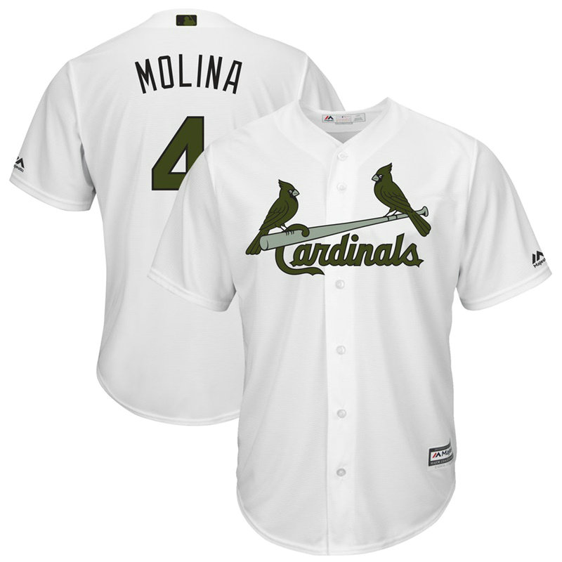St. Louis Cardinals #4 Yadier Molina White Cool Base Jersey 2017 Memorial Day St. Louis Cardinals #4 Yadier Molina White Cool Base Jersey 2017 Memorial Day