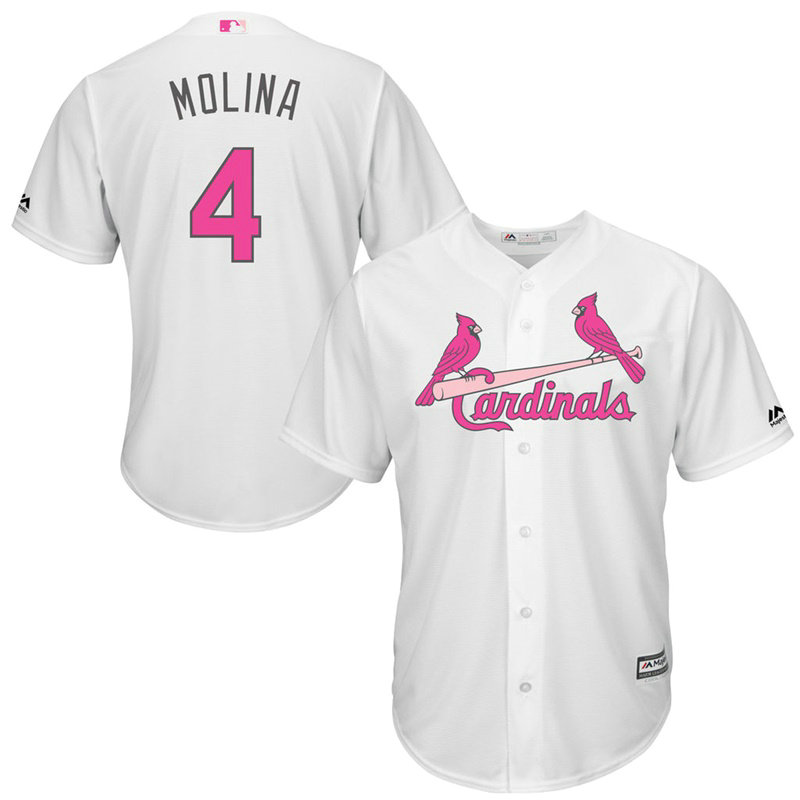 St. Louis Cardinals #4 Yadier Molina White Cool Base Jersey 2017 Mother's Day St. Louis Cardinals #4 Yadier Molina White Cool Base Jersey 2017 Mother's Day