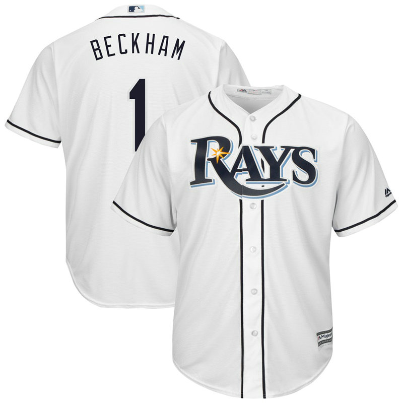 Tim Beckham #1 Tampa Bay Rays Replica Home White Cool Base Jersey Tim Beckham #1 Tampa Bay Rays Replica Home White Cool Base Jersey