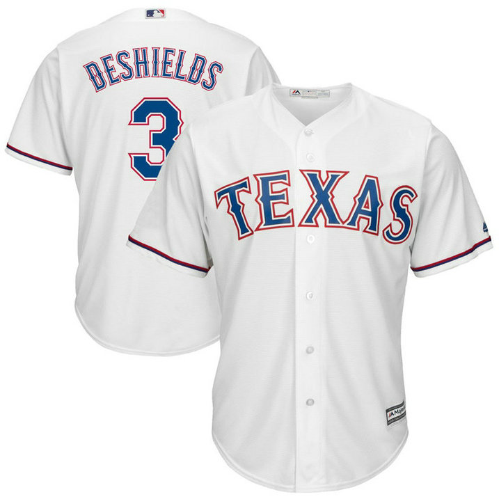 Texas Rangers #3 Delino DeShields Home White Cool Base Jersey