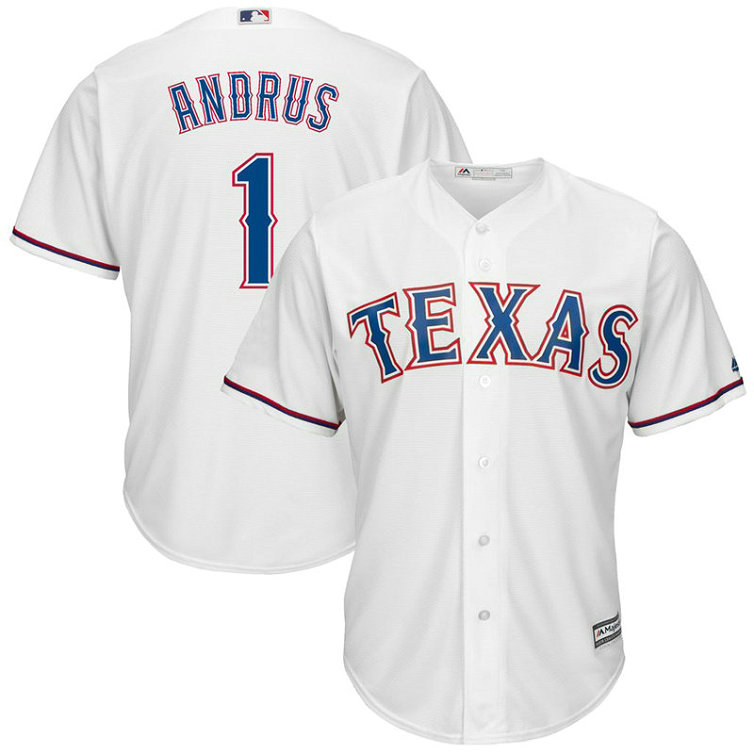 Texas Rangers #1 Elvis Andrus Home White Cool Base Jersey Texas Rangers #1 Elvis Andrus Home White Cool Base Jersey