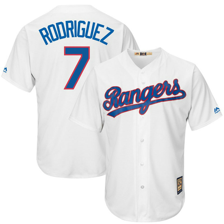 Texas Rangers #7 Ivan Rodriguez Cooperstown White Cool Base Jersey Texas Rangers #7 Ivan Rodriguez Cooperstown White Cool Base Jersey