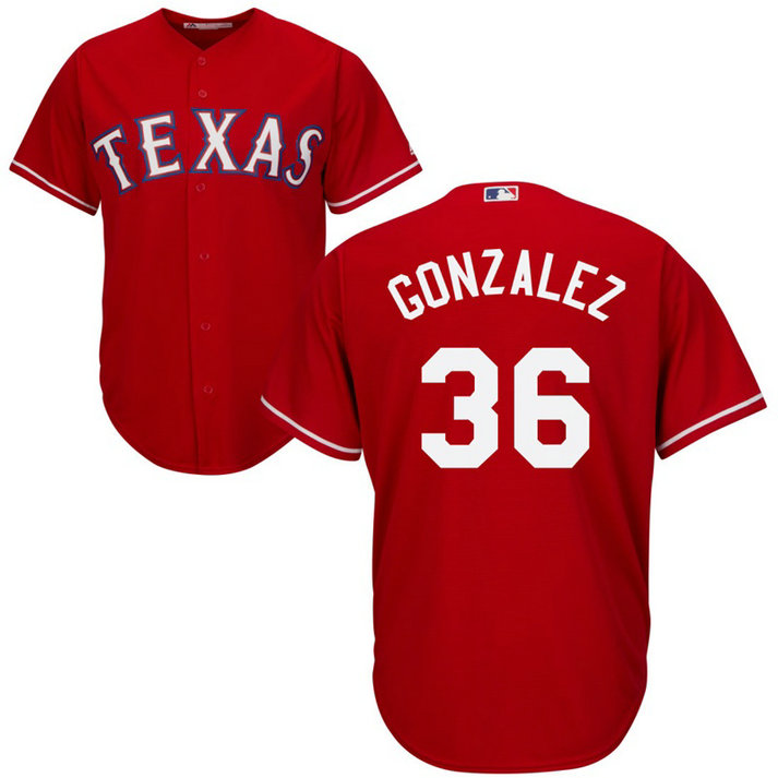 Texas Rangers #36 Miguel Gonzalez Alternate Red Cool Base Jersey