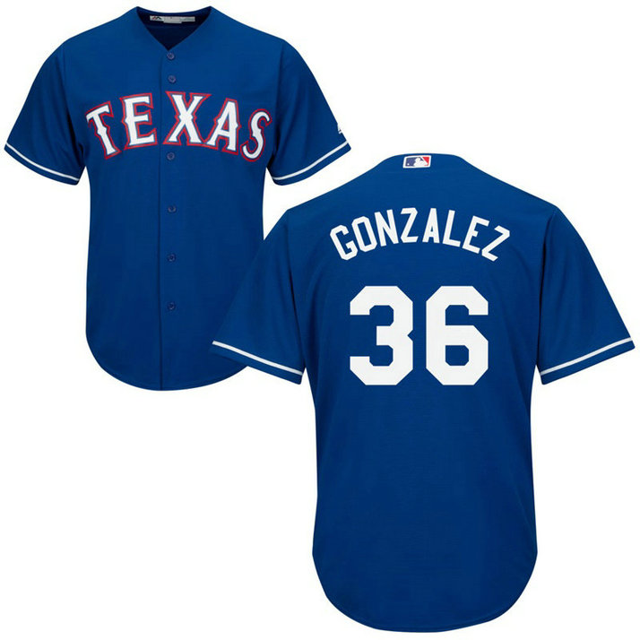 Texas Rangers #36 Miguel Gonzalez Alternate Royal Cool Base Jersey