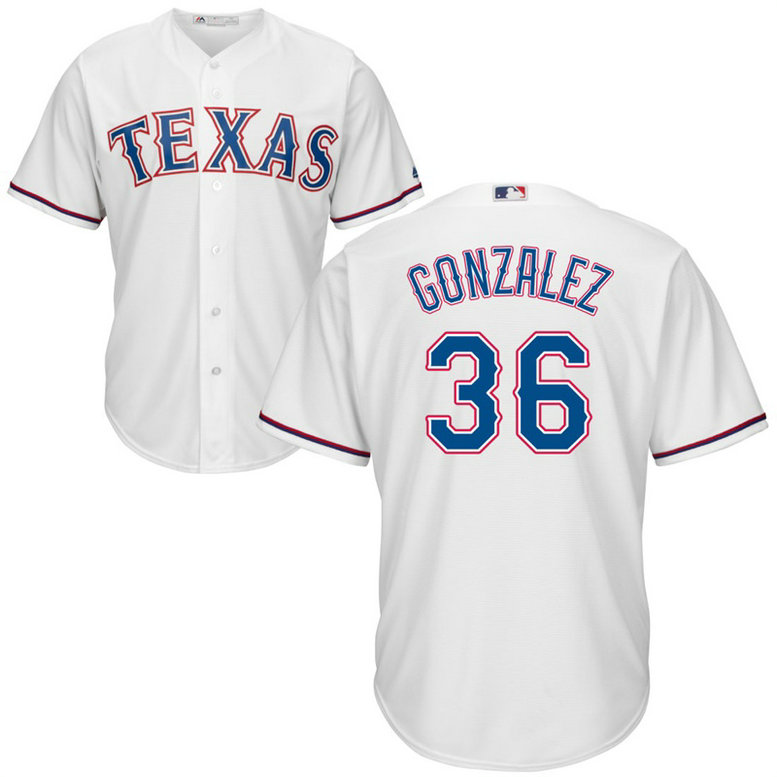 Texas Rangers #36 Miguel Gonzalez Home White Cool Base Jersey