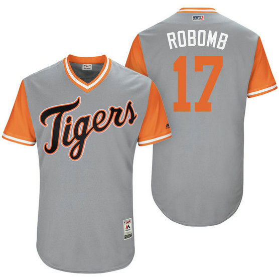 Detroit Tigers Andrew Romine #17 RoBomb Grey Nickname 2017 Little League Players Weekend Jersey Detroit Tigers Andrew Romine #17 RoBomb Grey Nickname 2017 Little League Players Weekend Jersey