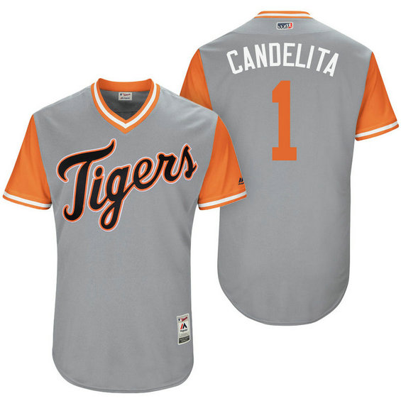 Detroit Tigers Jose Iglesias #1 Candelita Grey Nickname 2017 Little League Players Weekend Jersey