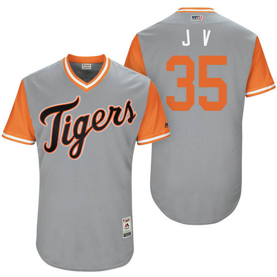 Detroit Tigers Justin Verlander #35 J V Grey Nickname 2017 Little League Players Weekend Jersey
