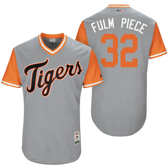 Detroit Tigers Michael Fulmer #32 Fulm Piece Grey Nickname 2017 Little League Players Weekend Jersey