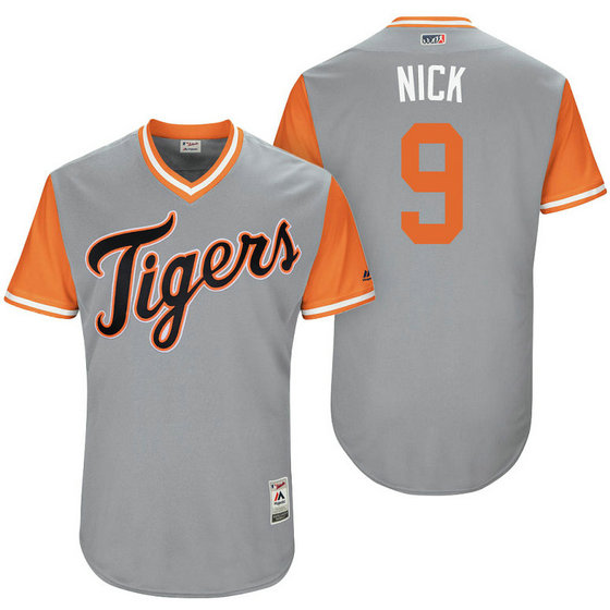 Detroit Tigers Nicholas Castellanos #9 Nick Grey Nickname 2017 Little League Players Weekend Jersey