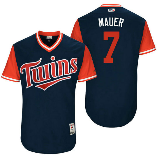 Minnesota Twins Joe Mauer #7 Mauer Navy Nickname 2017 Little League Players Weekend Jersey Minnesota Twins Joe Mauer #7 Mauer Navy Nickname 2017 Little League Players Weekend Jersey