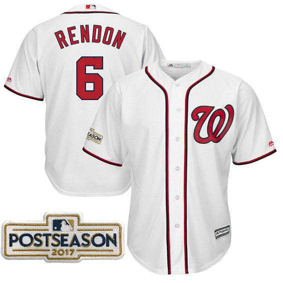 Anthony Rendon #6 Washington Nationals 2017 Postseason White Cool Base Jersey