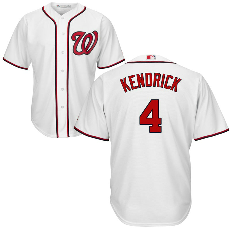 Washington Nationals #4 Howie Kendrick Home White Cool Base Jersey