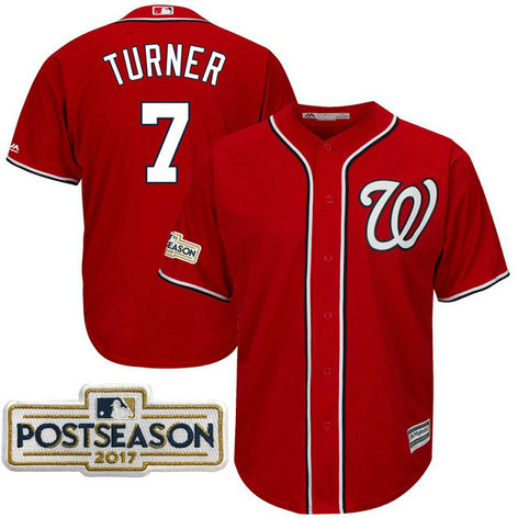 Trea Turner #7 Washington Nationals 2017 Postseason Scarlet Cool Base Jersey Trea Turner #7 Washington Nationals 2017 Postseason Scarlet Cool Base Jersey