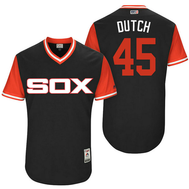 Chicago White Sox Derek Holland #45 Dutch Black Nickname 2017 Little League Players Weekend Jersey Chicago White Sox Derek Holland #45 Dutch Black Nickname 2017 Little League Players Weekend Jersey
