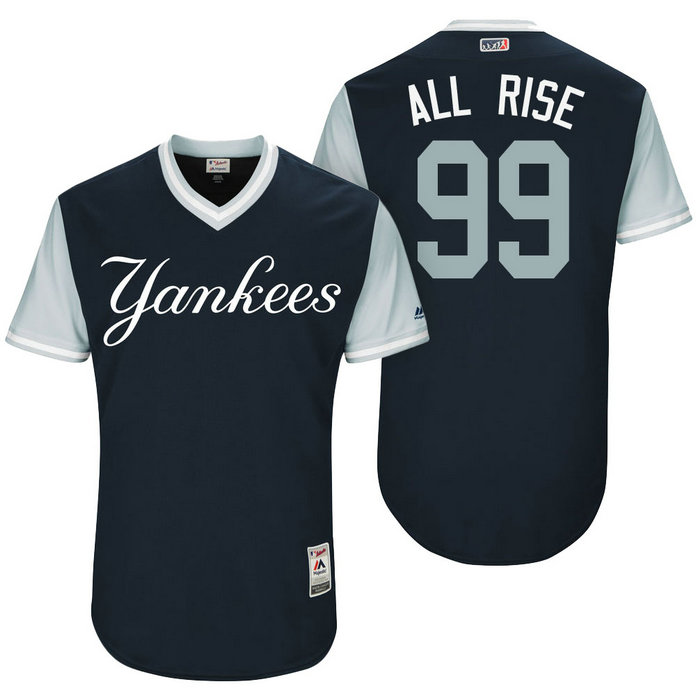New York Yankees Aaron Judge #99 All Rise Navy Nickname 2017 Little League Players Weekend Jersey