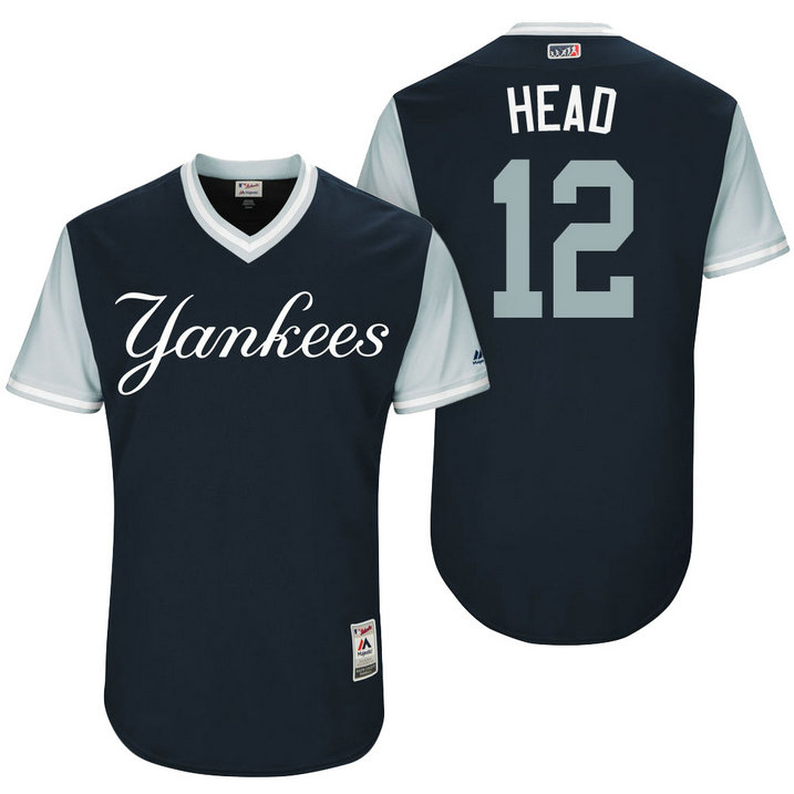 New York Yankees Chase Headley #12 Head Navy Nickname 2017 Little League Players Weekend Jersey New York Yankees Chase Headley #12 Head Navy Nickname 2017 Little League Players Weekend Jersey