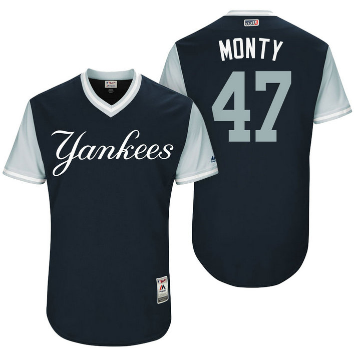 New York Yankees Jordan Montgomery #47 Monty Navy Nickname 2017 Little League Players Weekend Jersey